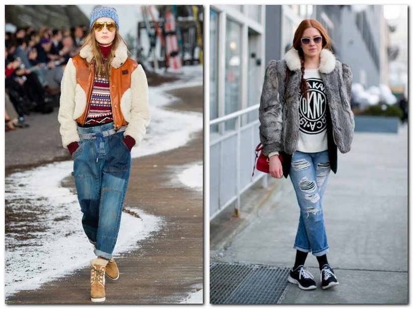 Как носить короткие джинсы зимой: с ботинками и кроссовками