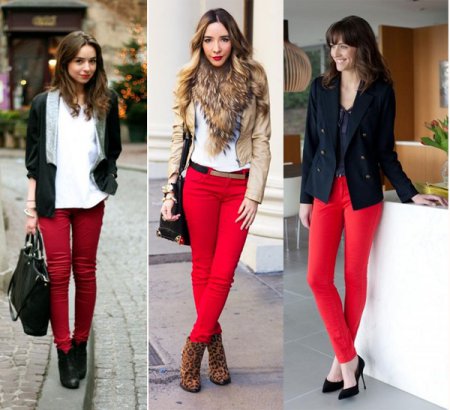 Советы, с чем носить красные брюки