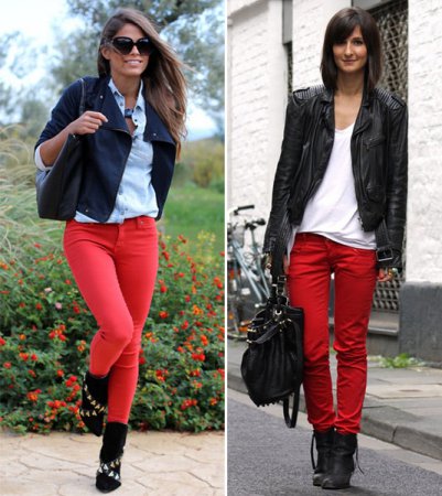 С какой палитрой сочетаются красные брюки?