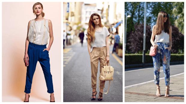 Модные женские брюки осень-зима 2019 2020: синие бежевые принт