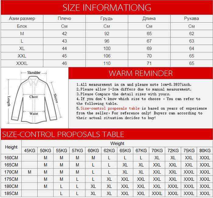 Размеры мужской одежды по росту и весу
