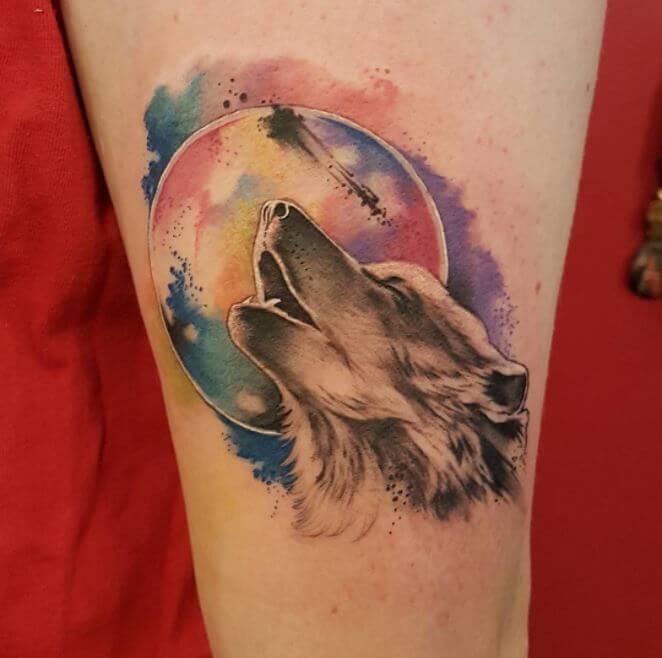 Watercolor Wolf Tattoos