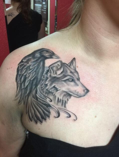 Wolf And Raven Tattoo