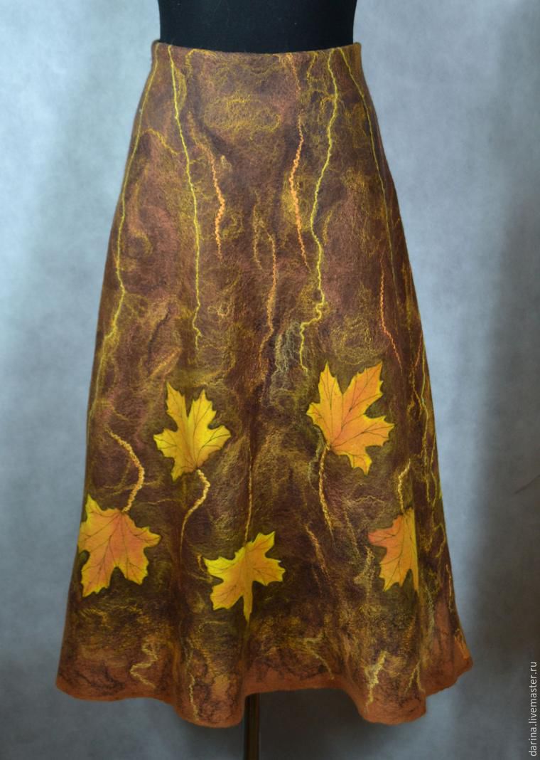 Мастер-класс как свалять осеннюю юбку с кленовыми листьями, фото № 19