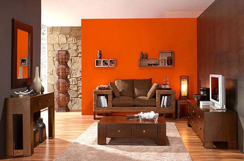 Сочетание коричневого с оранжевым цветом в интерьере