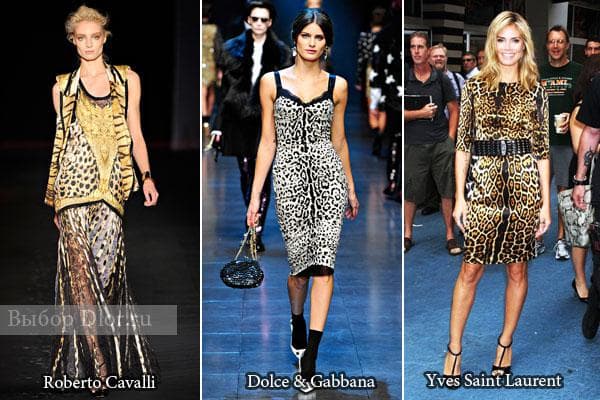 Животные принты в коллекциях Roberto Cavalli, Dolce&Gabbana, Yves Saint Laurent