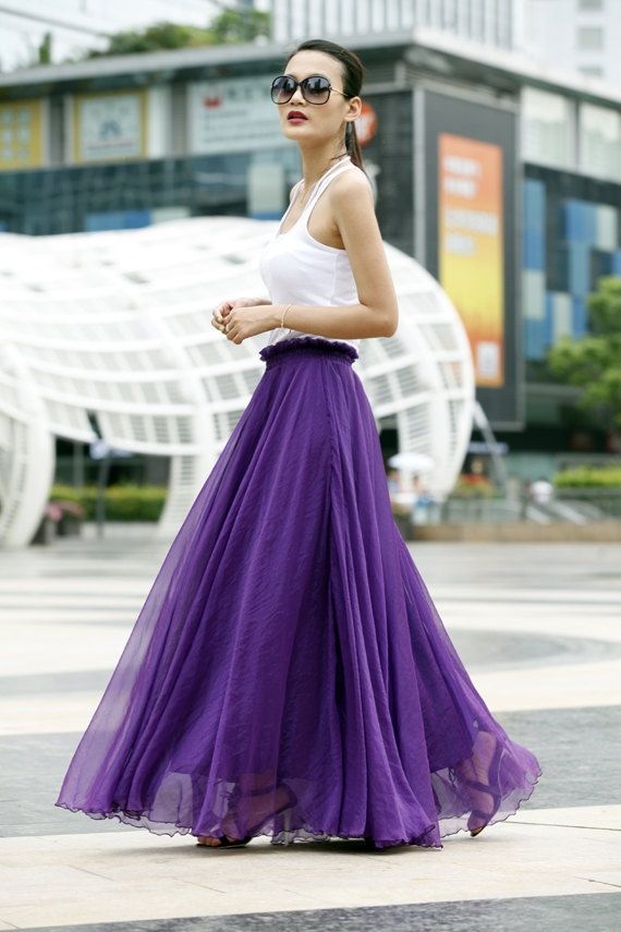 Длинная фиолетовая юбка