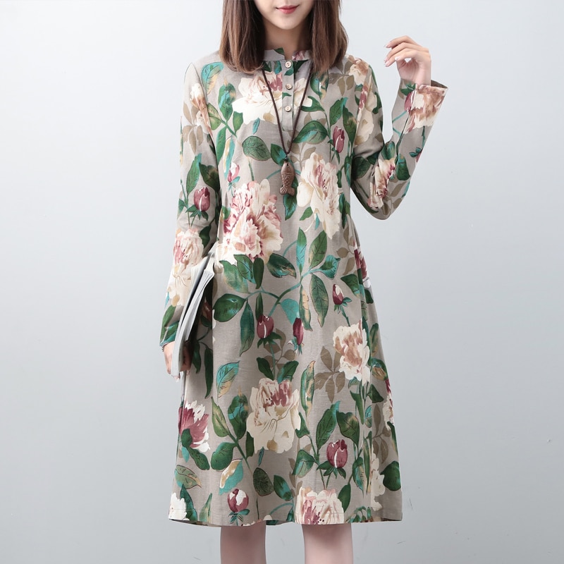 платье с цветочным принтом весна осень фото