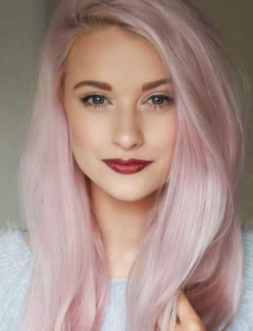 Пастельно розовый цвет волос.  Пастельный розовый цвет волос 05
