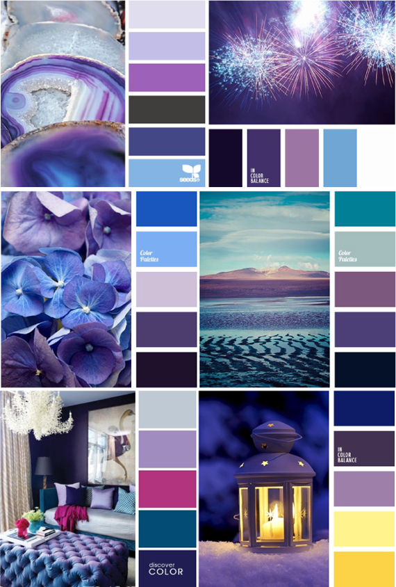 Как комбинировать сине-голубые тона и фиолетово-лиловые