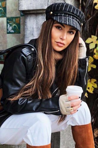 Berets With A Visor Long Brown Hair #hairaccessories #beret