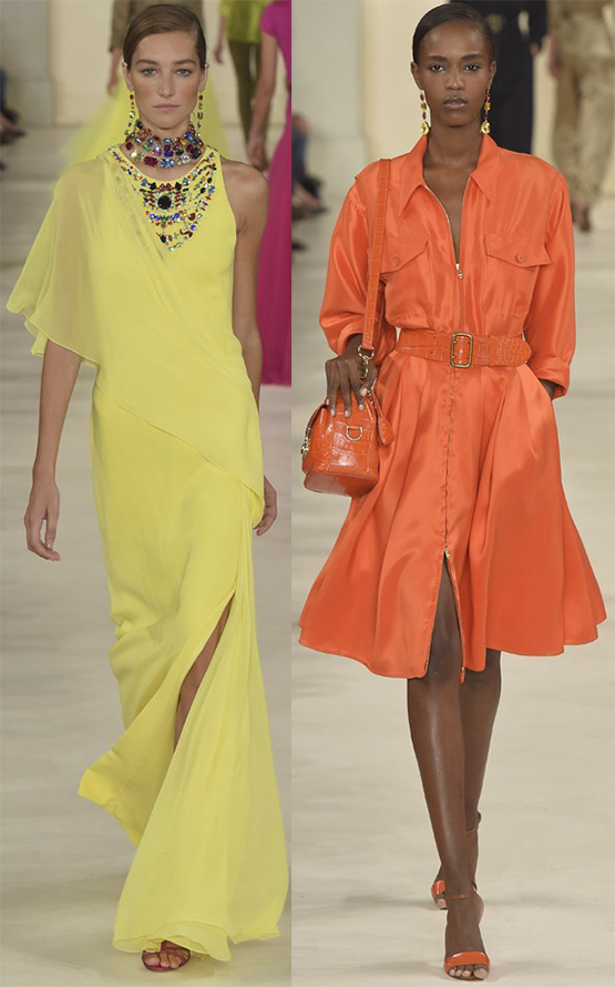 Оранжевые и желтые платья весна-лето 2015
