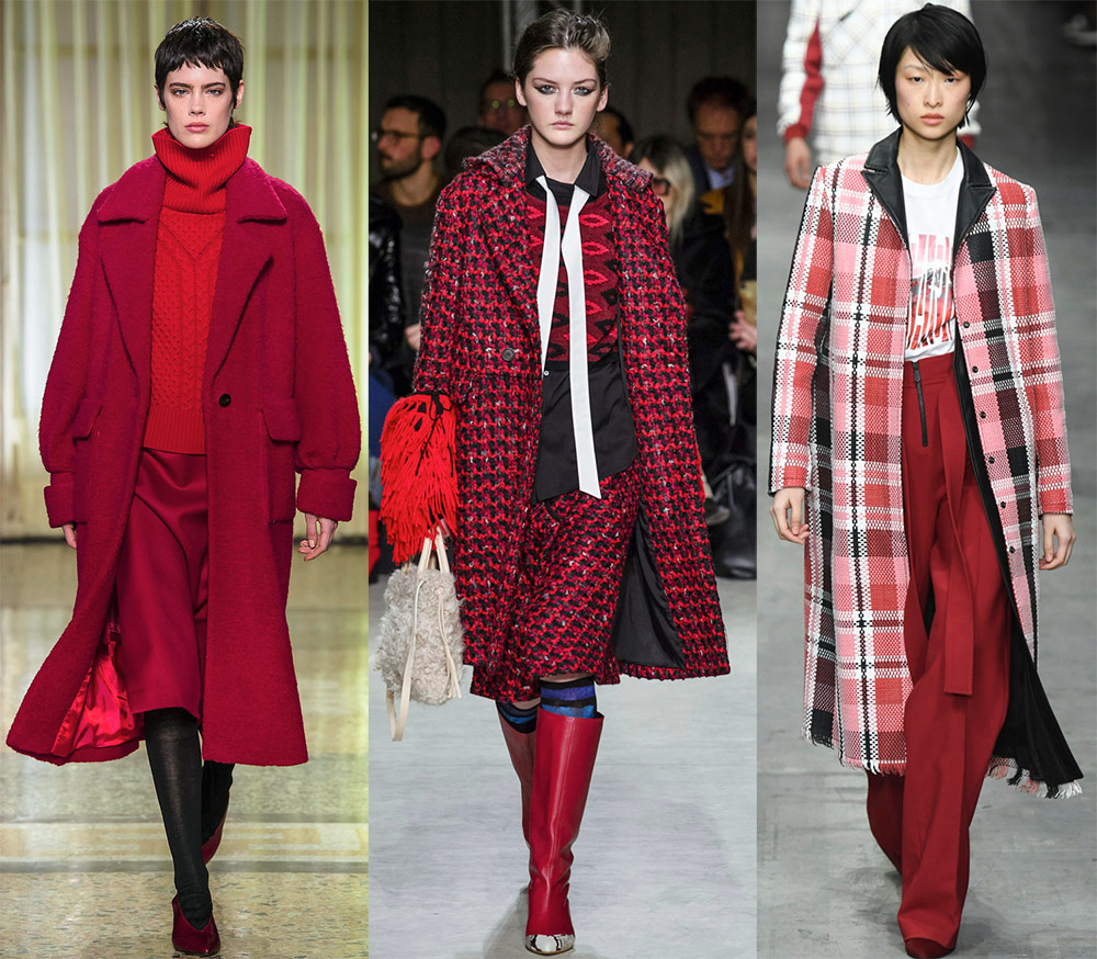 Как носить красное пальто