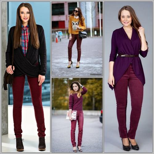 С какими цветами сочетаются бордовые штаны. С чем носить бордовые брюки? Модные сочетания