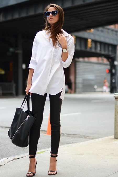 Девушка в белой рубашке и черных брюках