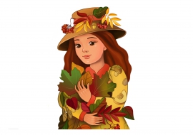 Осень в образе девушки рисунок для детей (19)