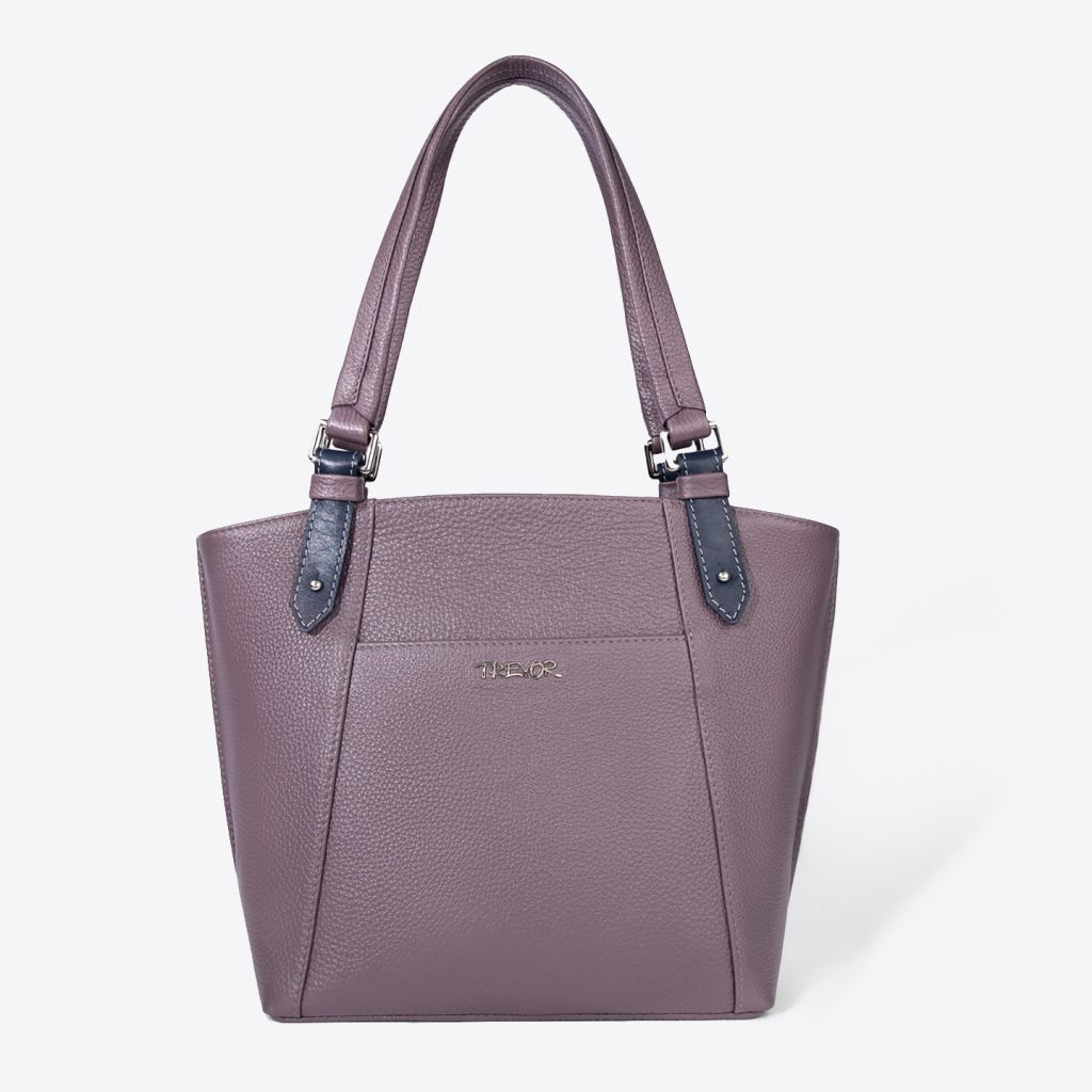 Фиолетовая кожаная сумка-тоут среднего размера