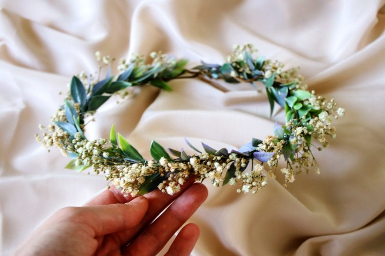 Венок невесты с цветочками гипсофилы