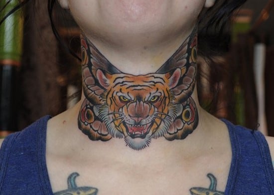 tiger on neck