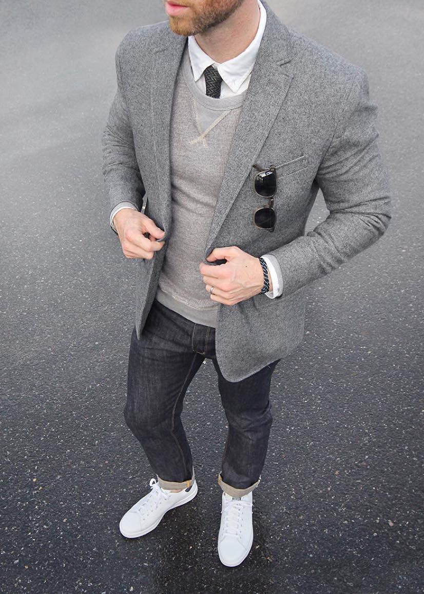 С чем носить серый джемпер: многослойный вариант для почитателей smart casual