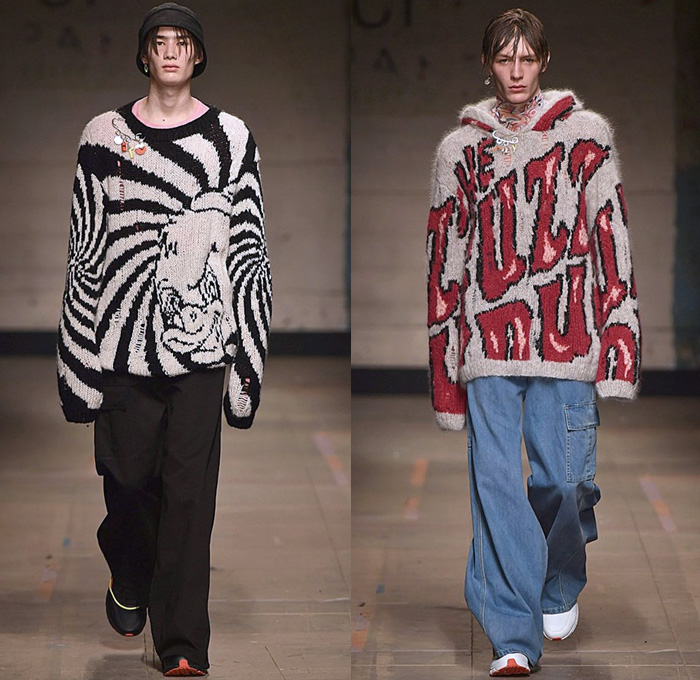Объемные свитера со слоганами - последний тренд в мужской и женской моде