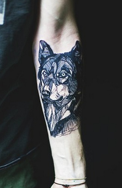 Эскиз татуировки волк