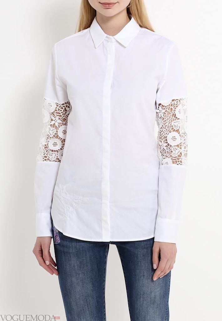 блузка с воротником белая