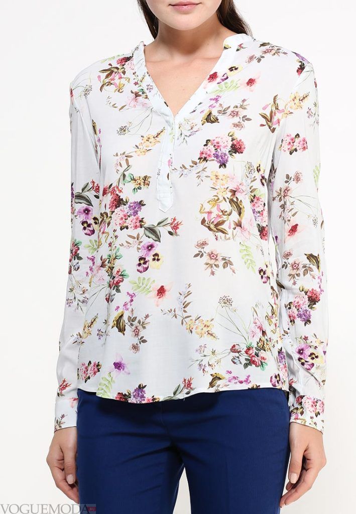 блузка с длинным рукавом цветочная
