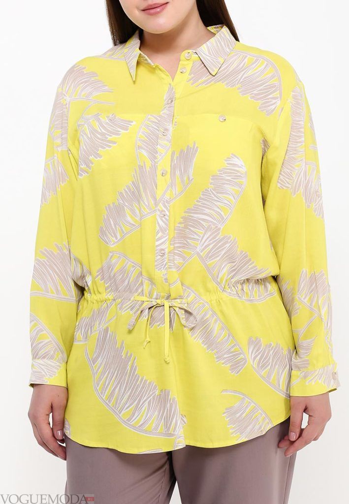 блузка с поясом желтая