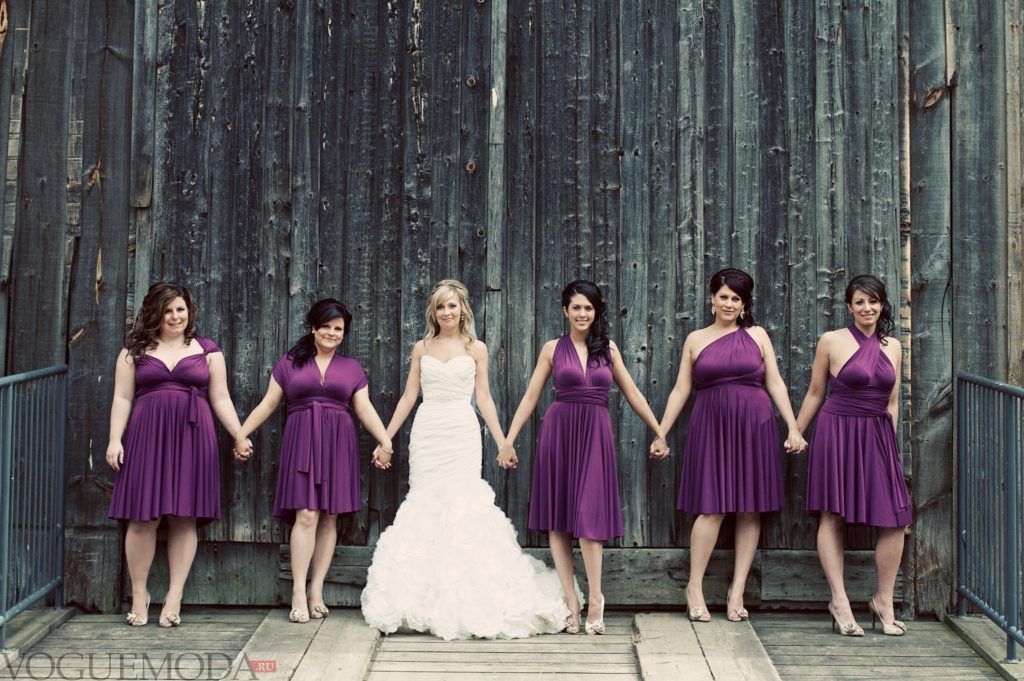 летнее фиолетовое платье-трансформер для полных