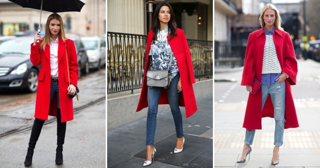 Красное пальто – с чем носить и как подбирать обувь и аксессуары к пальто красного цвета?