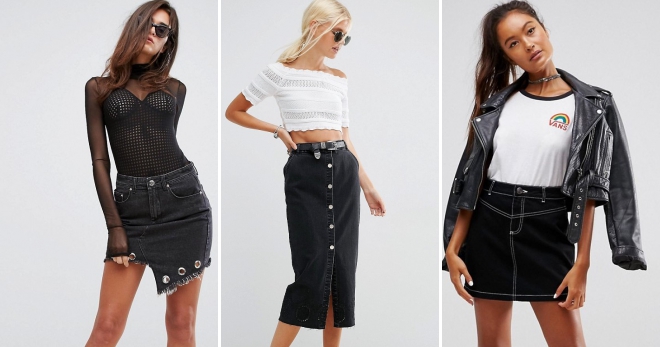 Черная джинсовая юбка – с чем носить и как создавать стильные образы?