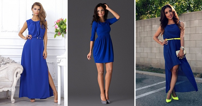 Синее летнее платье – короткие и длинные фасоны на любой вкус