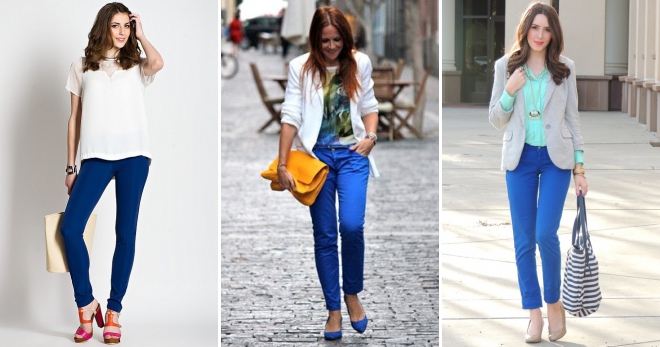 С чем носить синие брюки – подборка из лучших сочетаний и образов