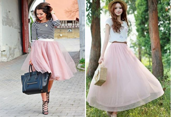 розовая шифоновая юбка