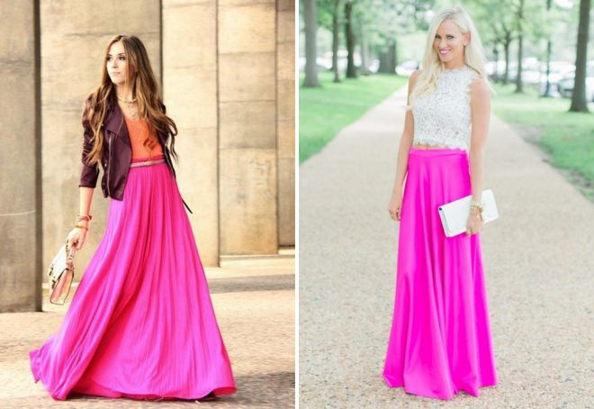 длинная розовая юбка