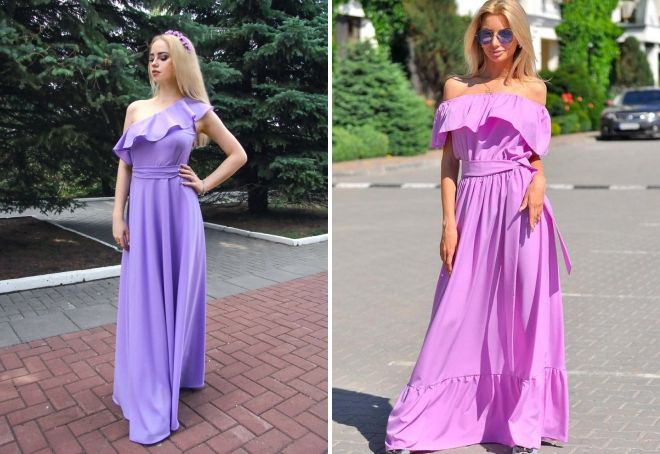 стильное лиловое платье