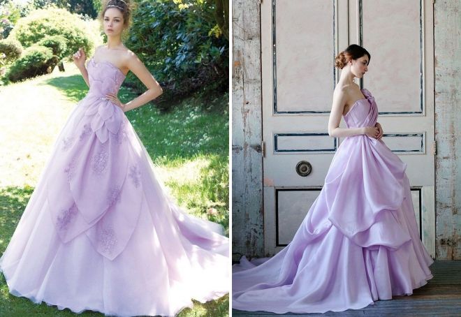 лиловое свадебное платье