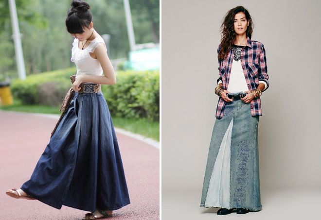 длинные джинсовые юбки 2019