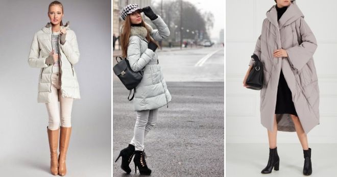 Shoes to gray down jacket heel
