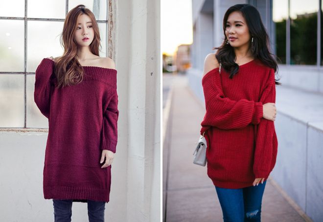 стильный красный свитер