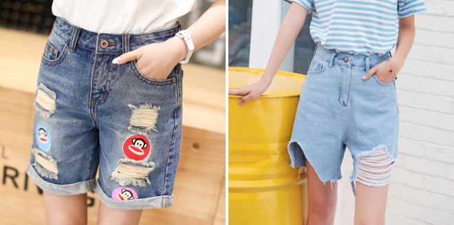 женские джинсовые шорты с высокой талией 2017