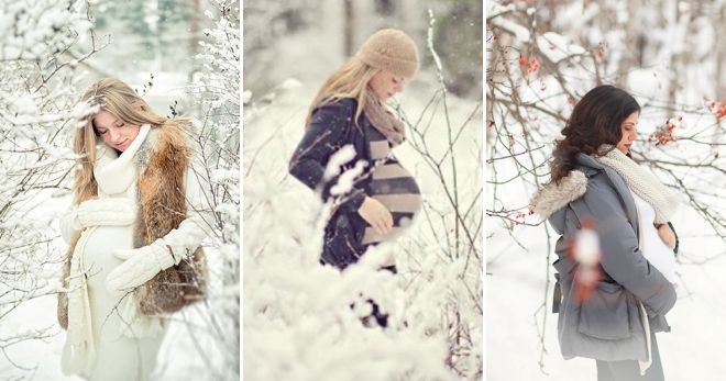 Зимняя фотосессия на улице беременная