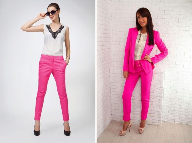 стильные розовые брюки