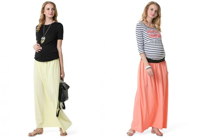 длинные юбки для беременных с чем носить