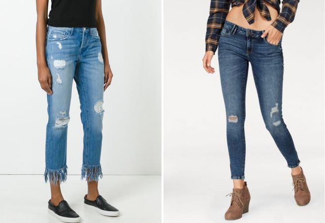 джинсы 7 8 с потертостями