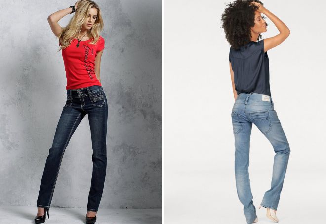 женские прямые джинсы стрейч