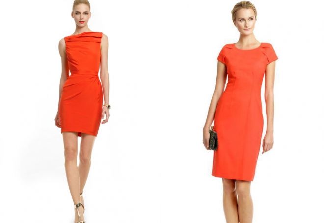 оранжевое платье футляр