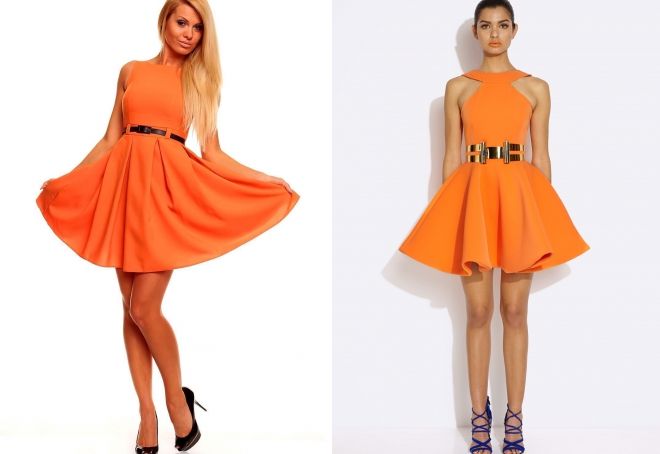 оранжевое пышное платье