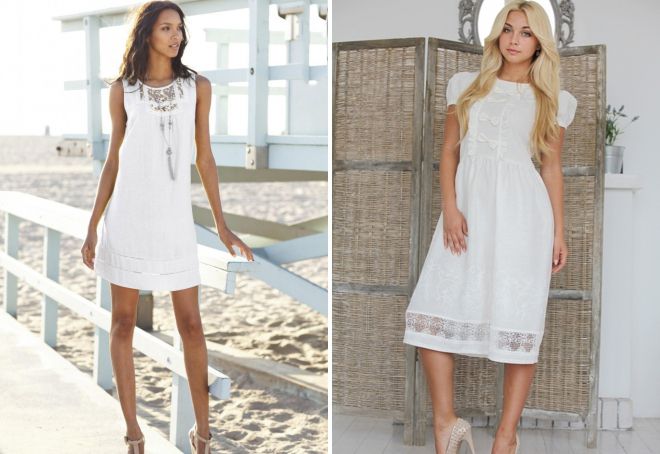 модные белые летние платья